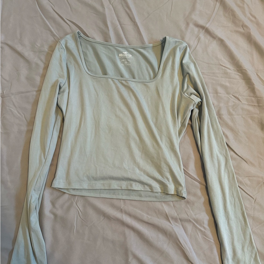 Hollister Green Fitted Cropped Long Sleeve